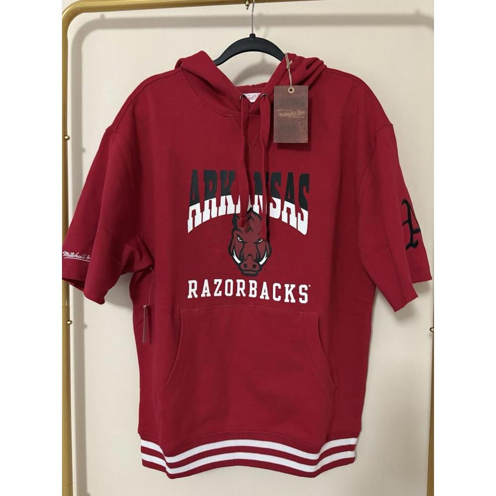 Mitchell & Ness Arkansas Razorbacks Short Sleeve Fleece Hoodie Men's medium